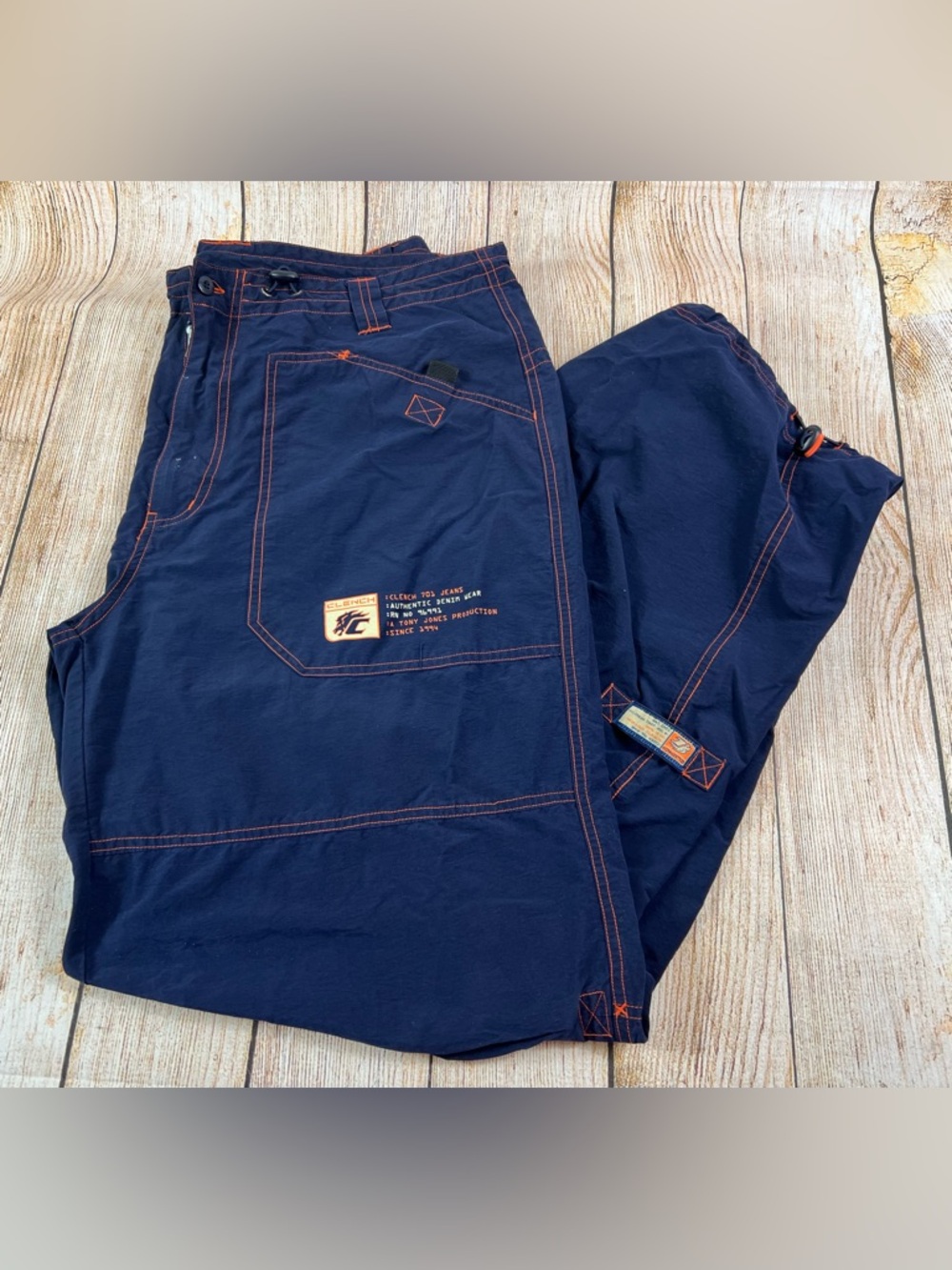 Mens Vintage Y2K Clench 701 Jeans Blue Baggy Cargo Pants Size 2XL